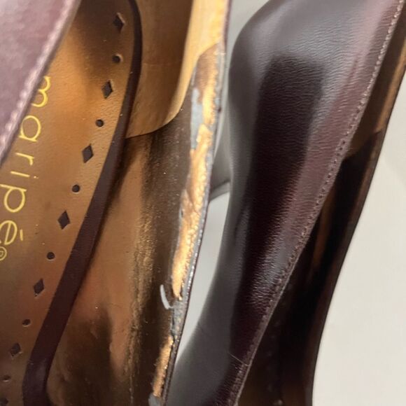 Maripe Brown & Gold Open Toe High Heels Size 8M - Picture 4 of 6